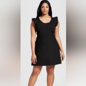 Victoria Beckham for Target Black Ruffle Sleeve Mini Dress